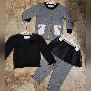 Gray and Black Bunny Cardigan Set